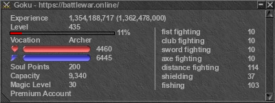 Signature for player Goku